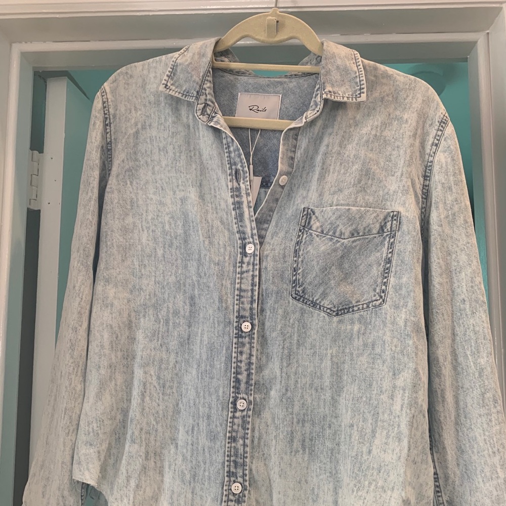 Rails Raw Hem Button Down Shirt